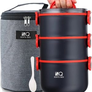 Bento Box Adult Lunch Box with Bag/Utensil, Stackable Large 81-oz Salad Bowl - M